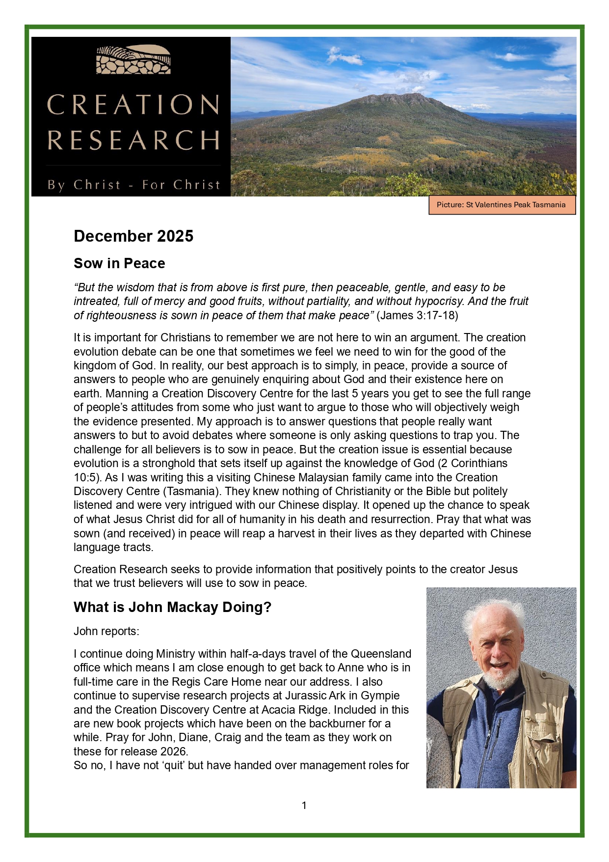 Creation News – 19 December 2025